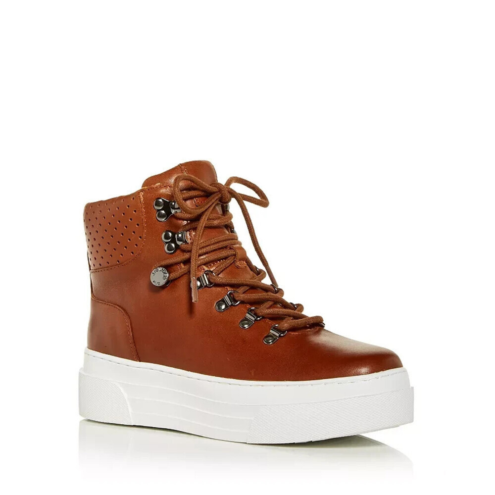J/Slides Adele Boots Mens US 11 Brown Leather Lace-Up Ankle Platform JOBB1257